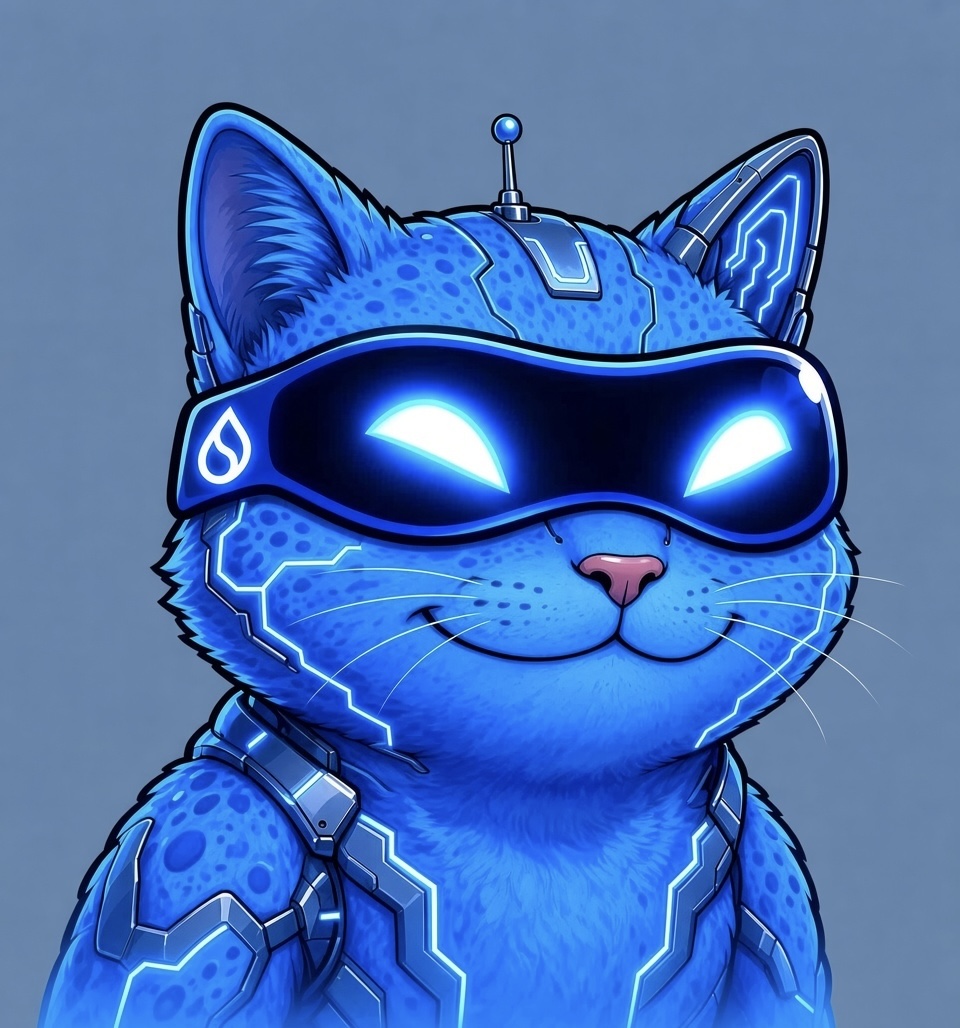 CATSUI blue cyber-cat mascot